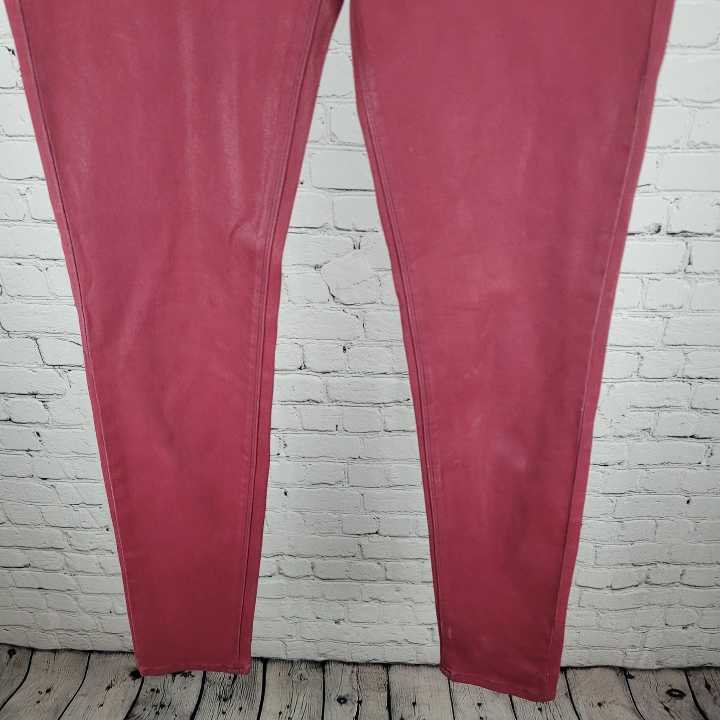 Habitual Red Sangria Alice Waxed Low Rise Skinny Slim Jeans Pants 27 (27x32)