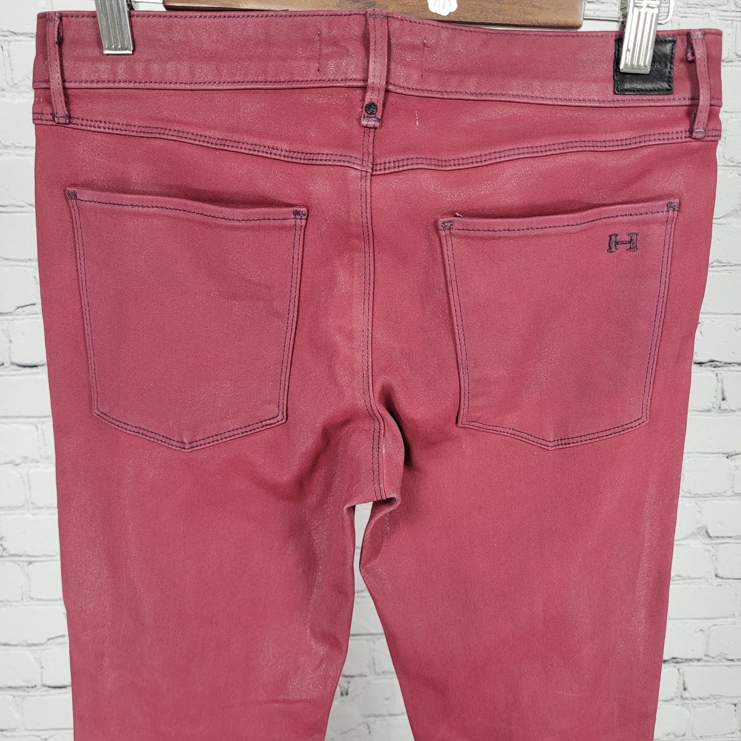 Habitual Red Sangria Alice Waxed Low Rise Skinny Slim Jeans Pants 27 (27x32)