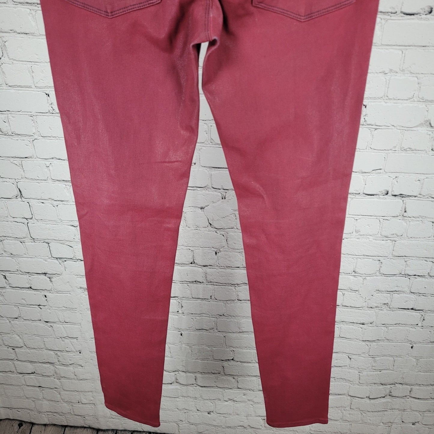 Habitual Red Sangria Alice Waxed Low Rise Skinny Slim Jeans Pants 27 (27x32)