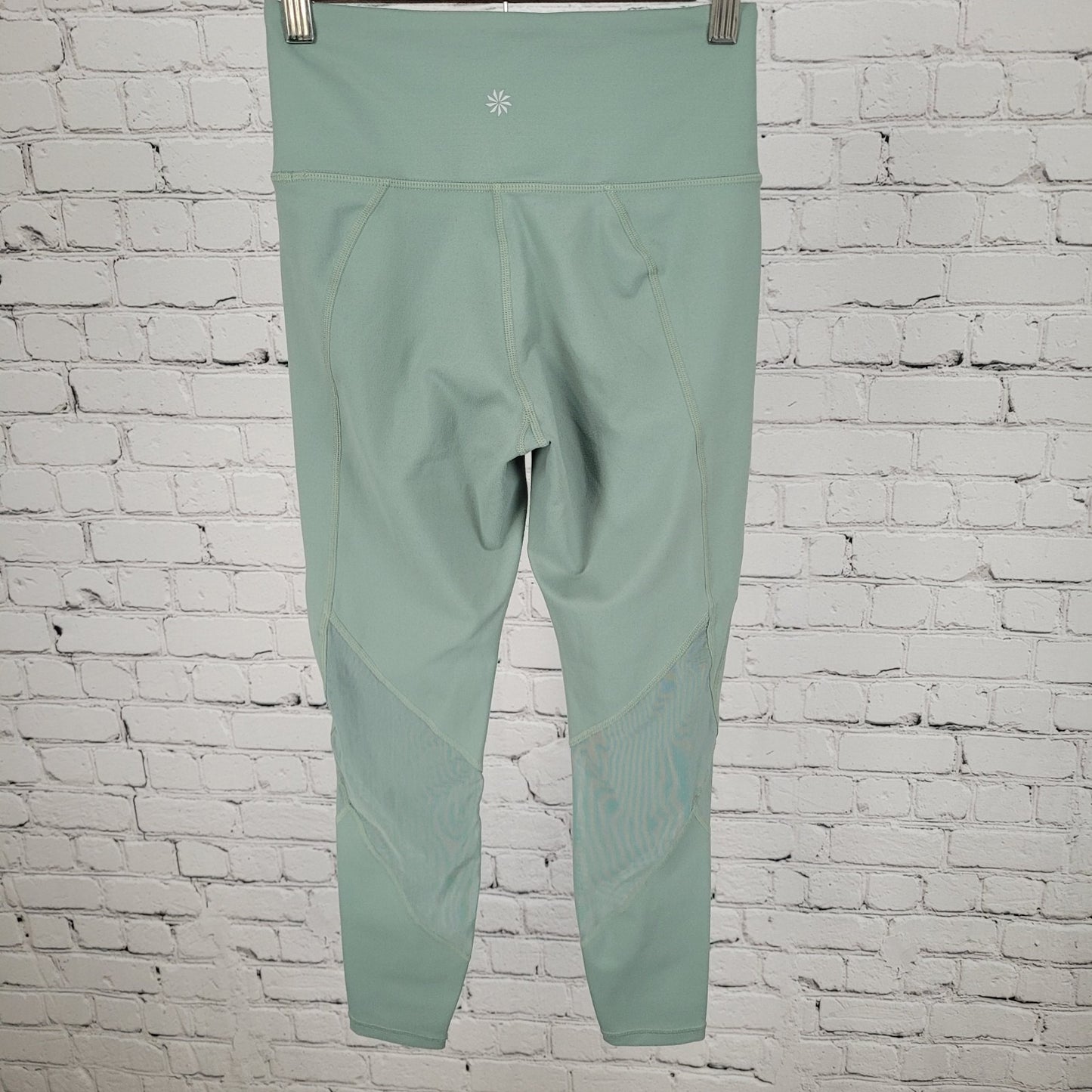 Athleta Green Mesh Vented Mid Rise Crop Yoga Pants Tights Activewear Size XS