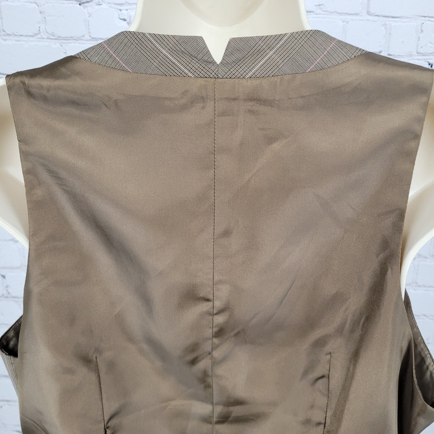 Tommy Hilfiger Brown Pink Pinstriped Check Waistcoat Suit Vest Size Large L