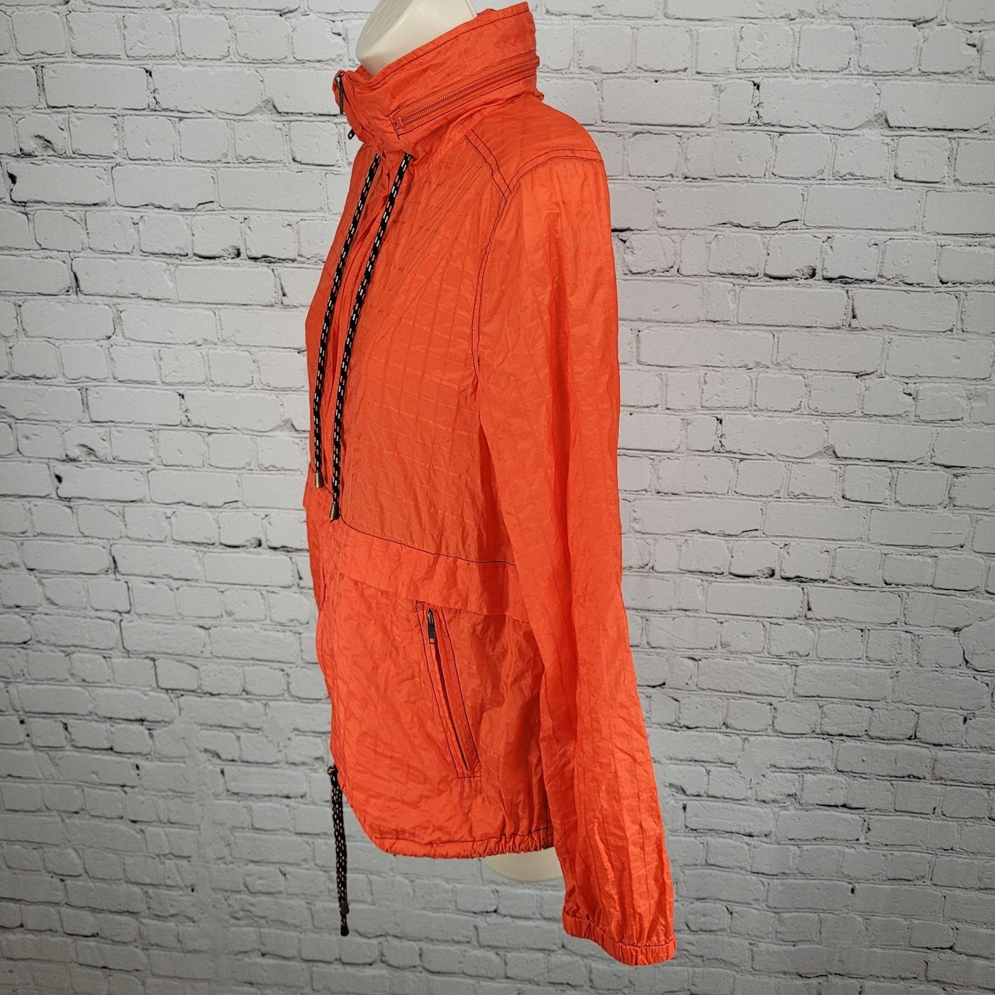 Free People Orange Nylon Full Zip Lightweight Windbreaker Jacket Size Medium M