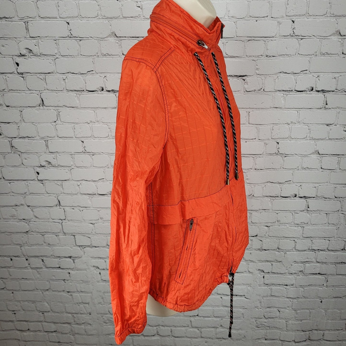 Free People Orange Nylon Full Zip Lightweight Windbreaker Jacket Size Medium M