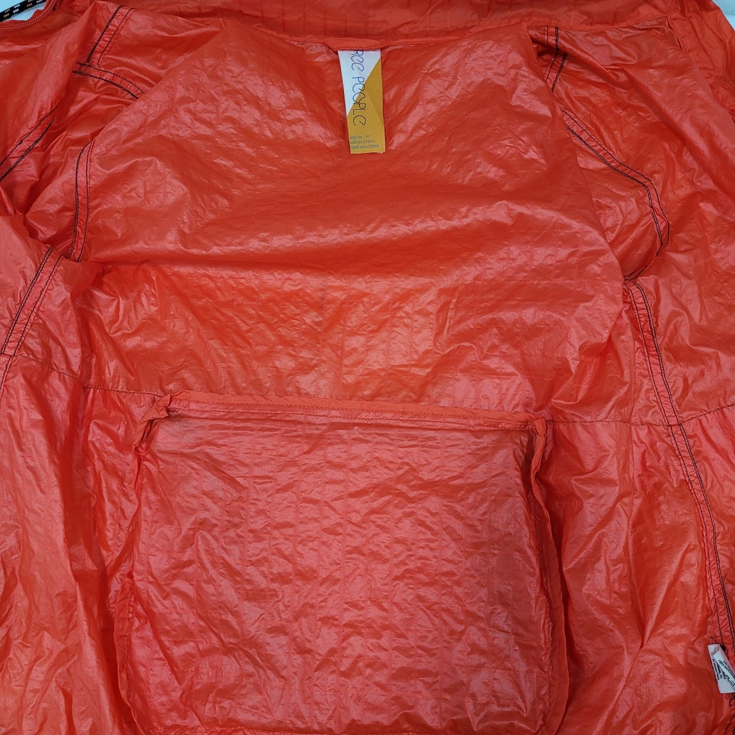 Free People Orange Nylon Full Zip Lightweight Windbreaker Jacket Size Medium M