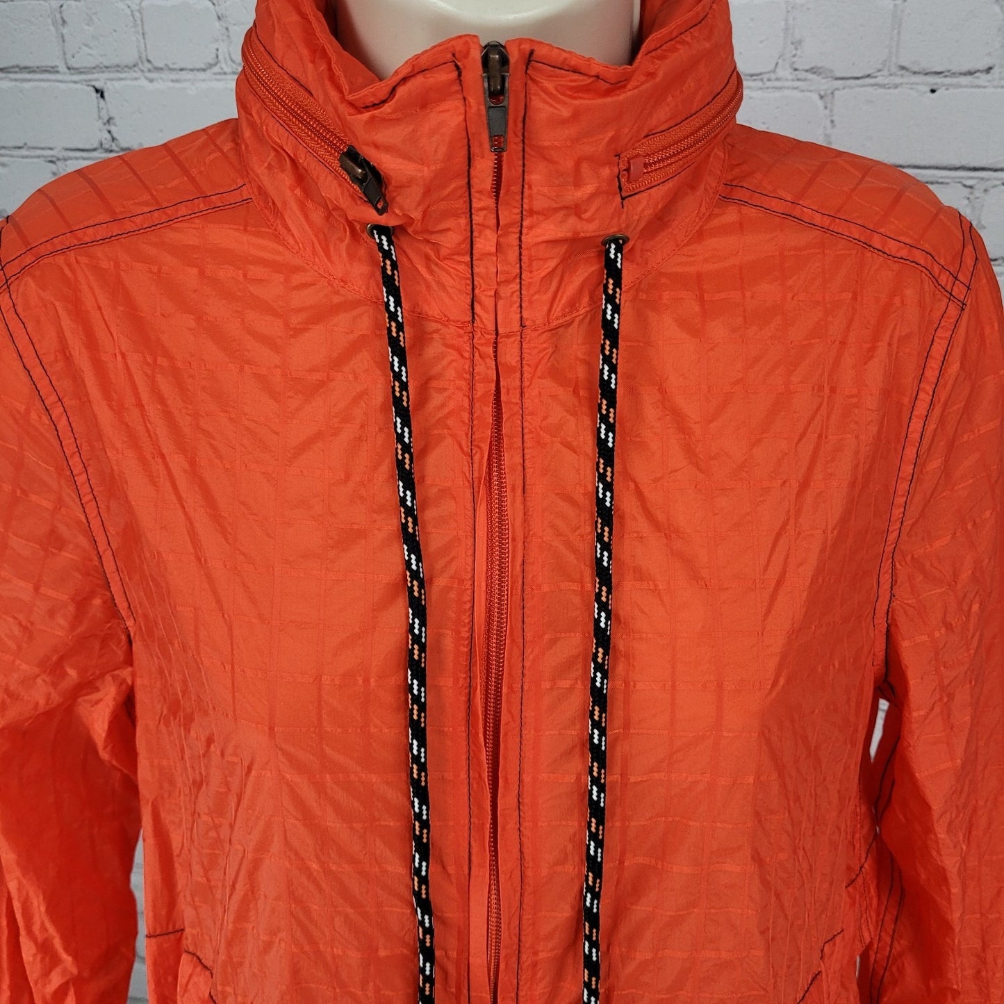 Free People Orange Nylon Full Zip Lightweight Windbreaker Jacket Size Medium M