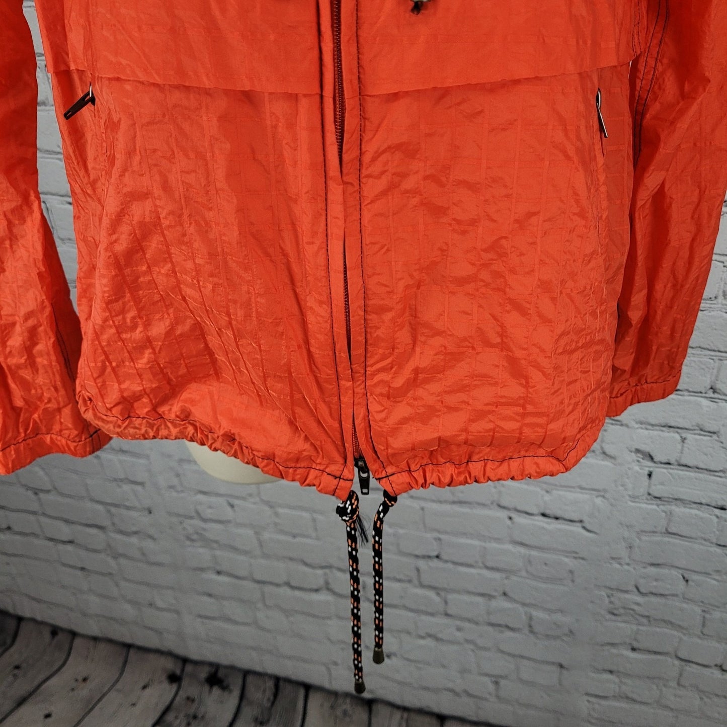 Free People Orange Nylon Full Zip Lightweight Windbreaker Jacket Size Medium M