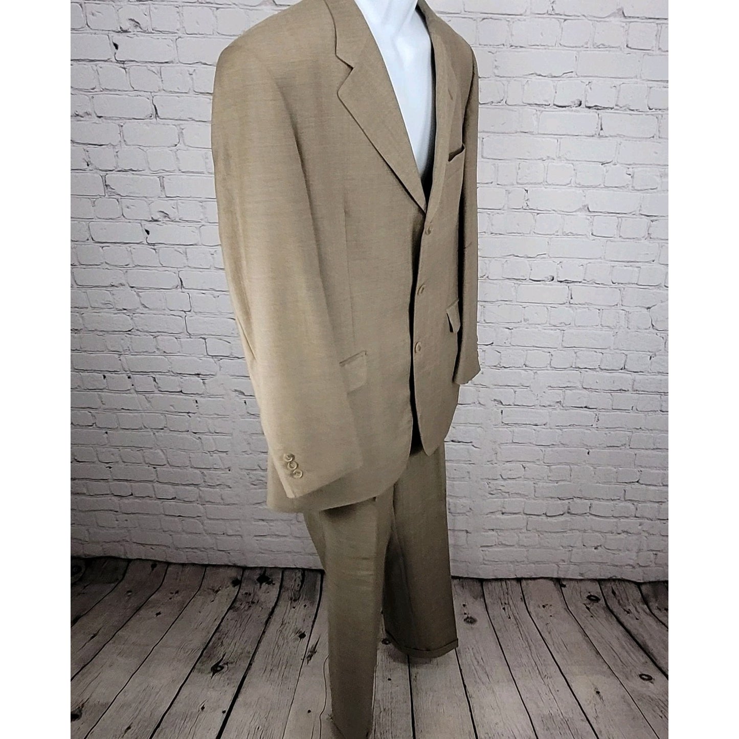 Emidio Tucci El Corte Ingles Tan Italian Wool Full Suit Size 54L US 44L (35x32)