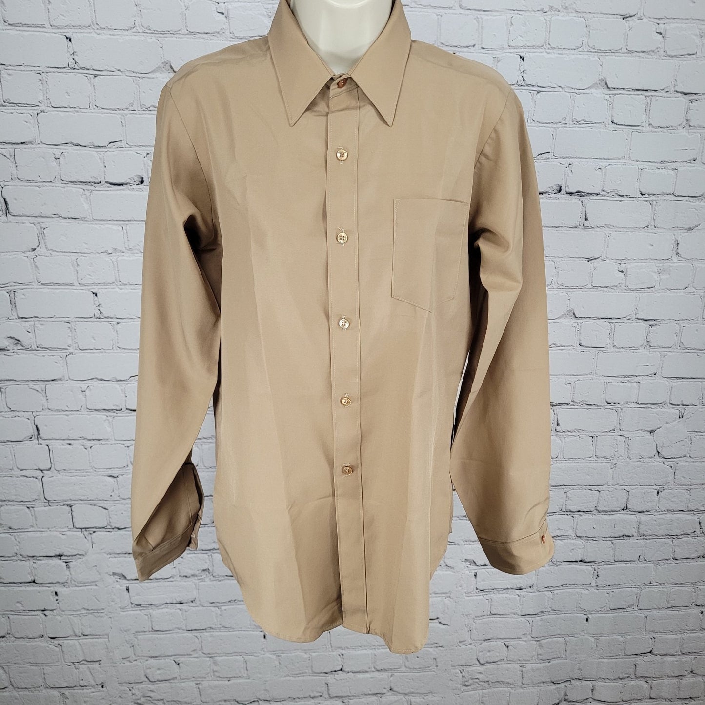 VTG Van Heusen Light Brown Super Silk Lightweight Long Sleeve Shirt Size 20