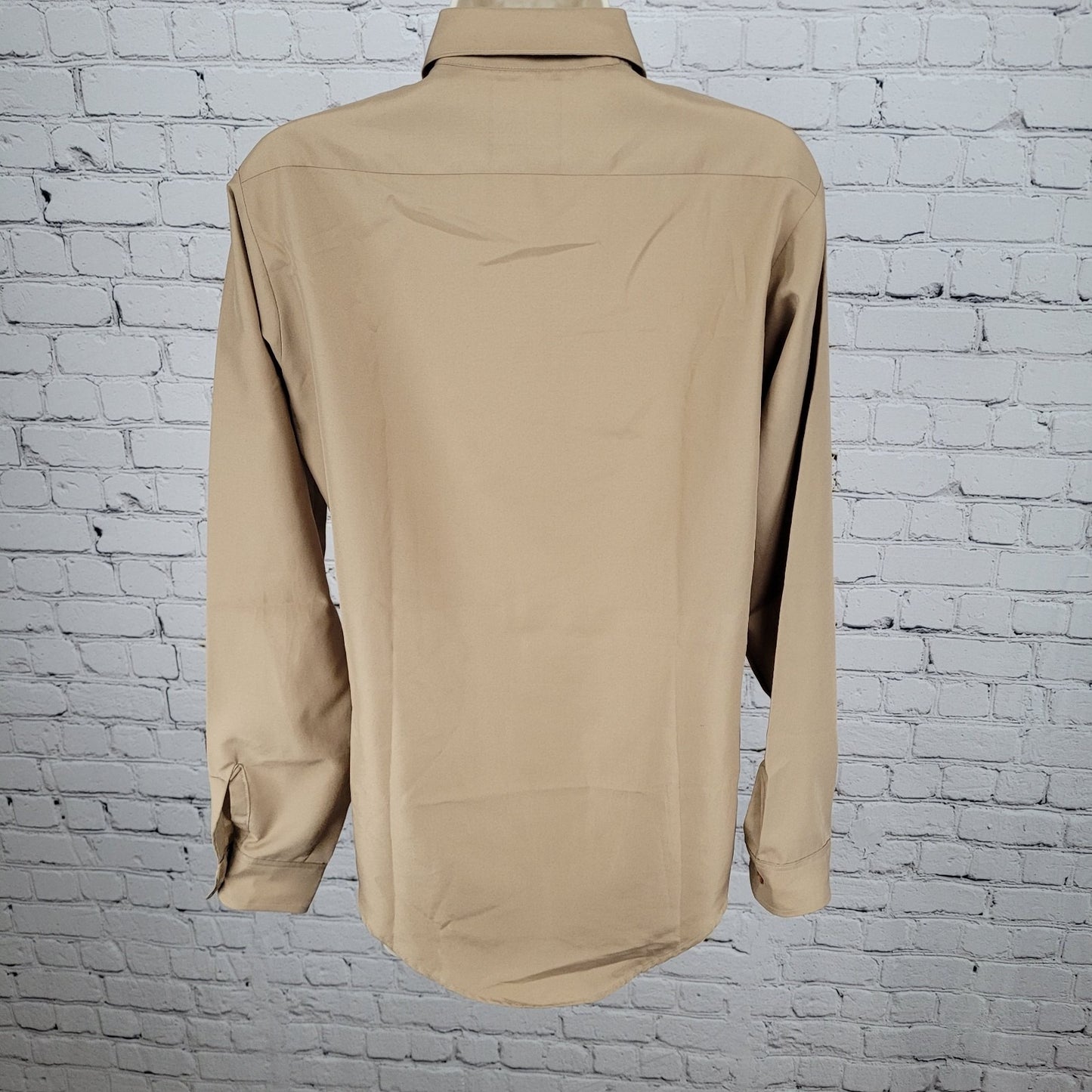 VTG Van Heusen Light Brown Super Silk Lightweight Long Sleeve Shirt Size 20