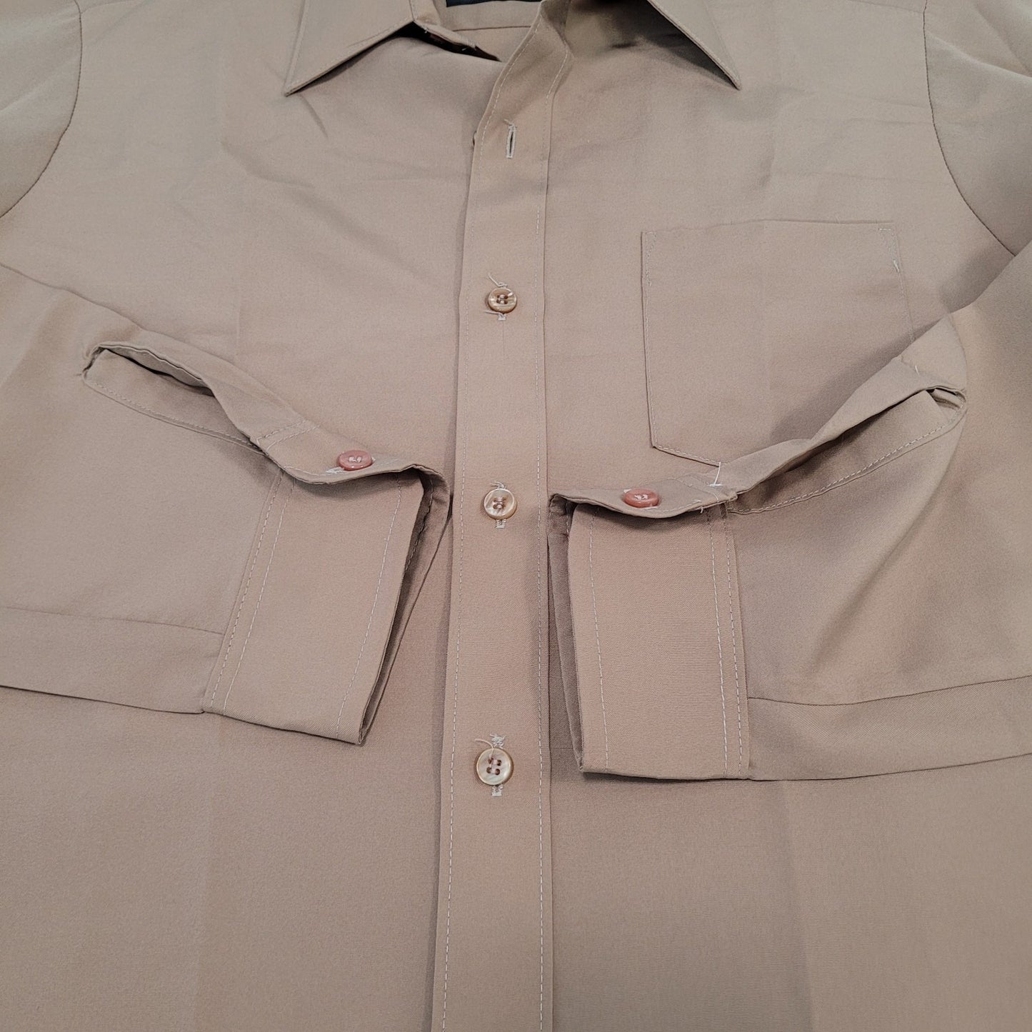 VTG Van Heusen Light Brown Super Silk Lightweight Long Sleeve Shirt Size 20