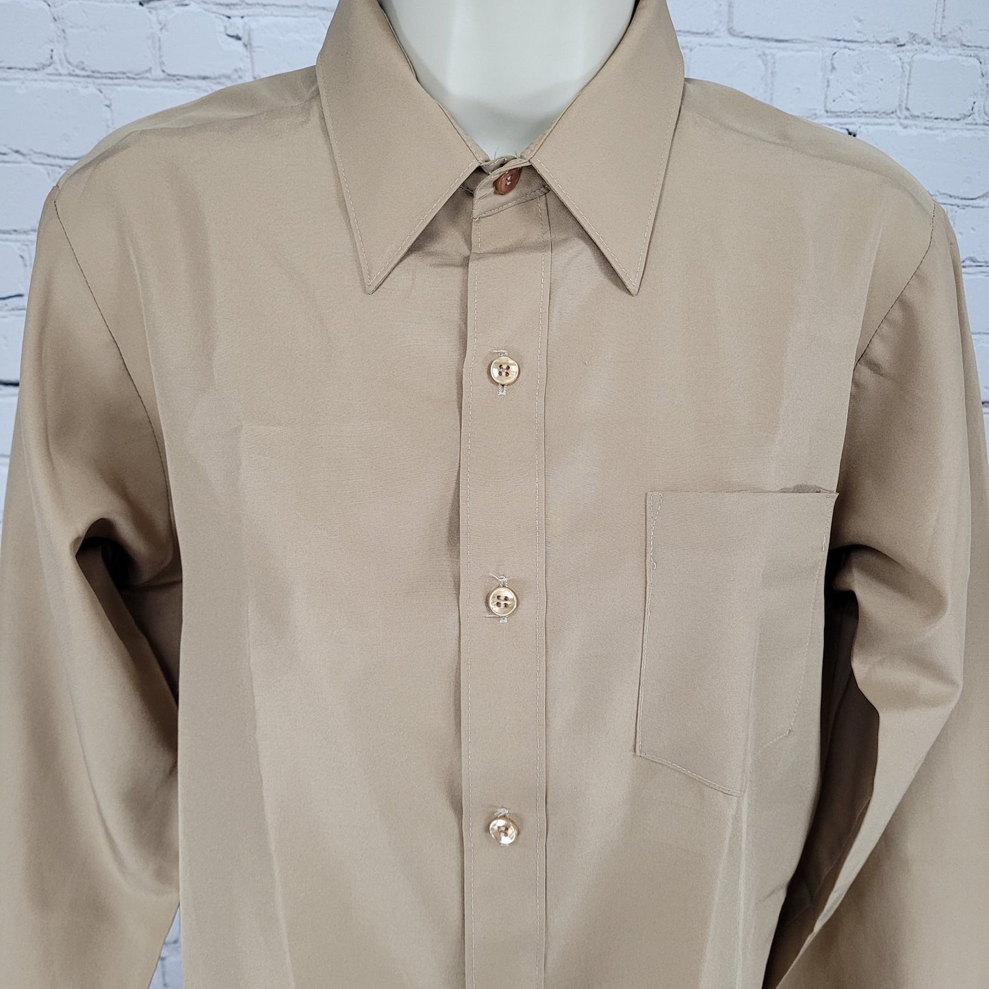 VTG Van Heusen Light Brown Super Silk Lightweight Long Sleeve Shirt Size 20