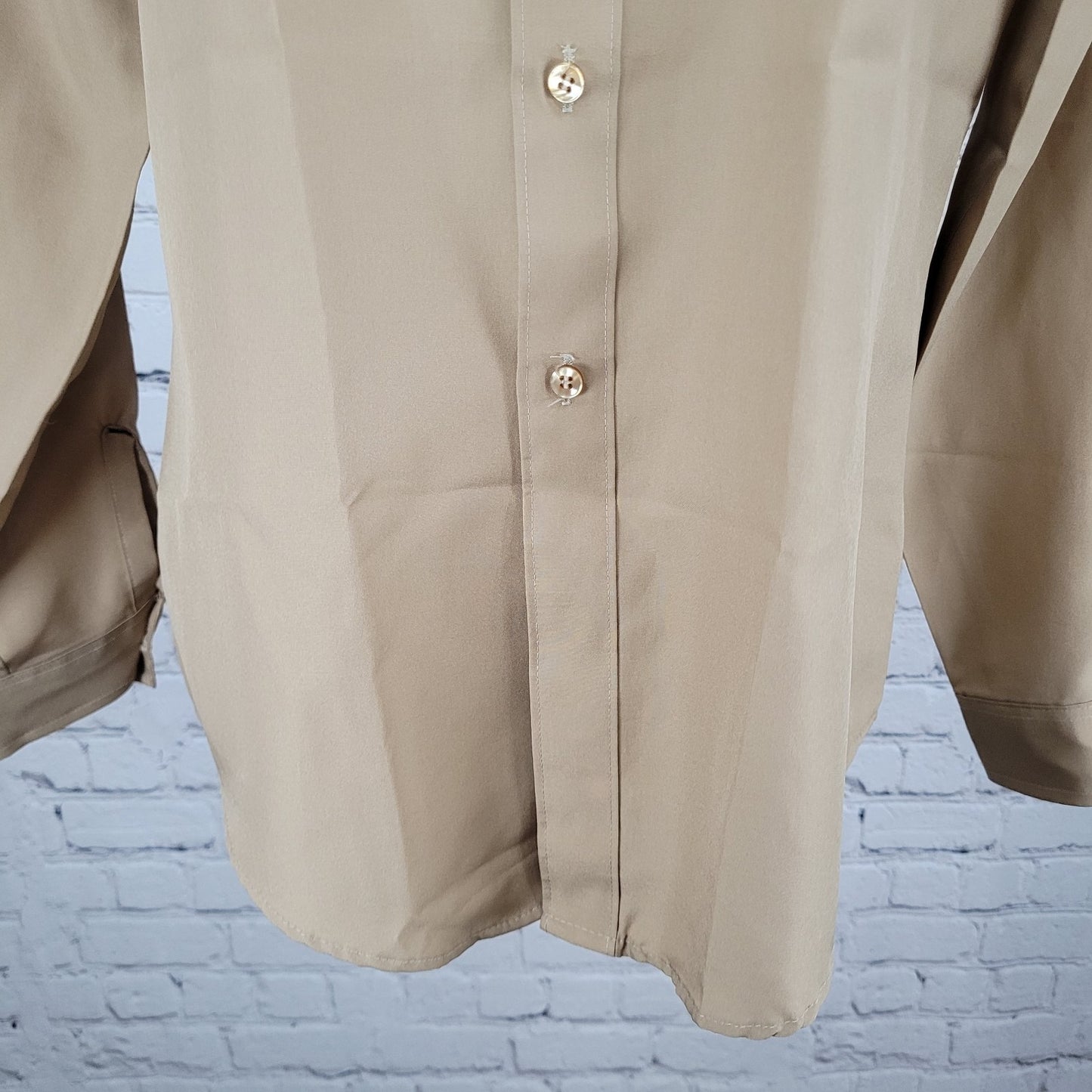 VTG Van Heusen Light Brown Super Silk Lightweight Long Sleeve Shirt Size 20