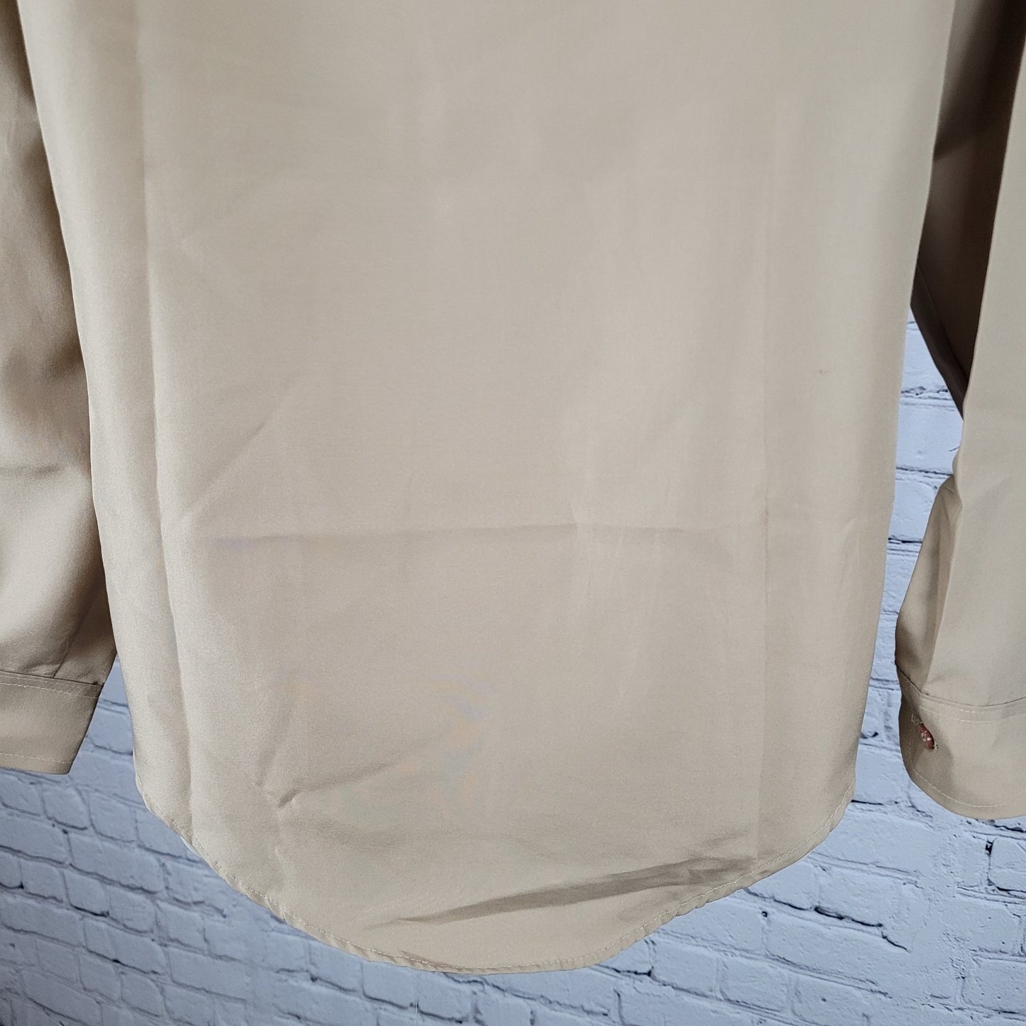 VTG Van Heusen Light Brown Super Silk Lightweight Long Sleeve Shirt Size 20