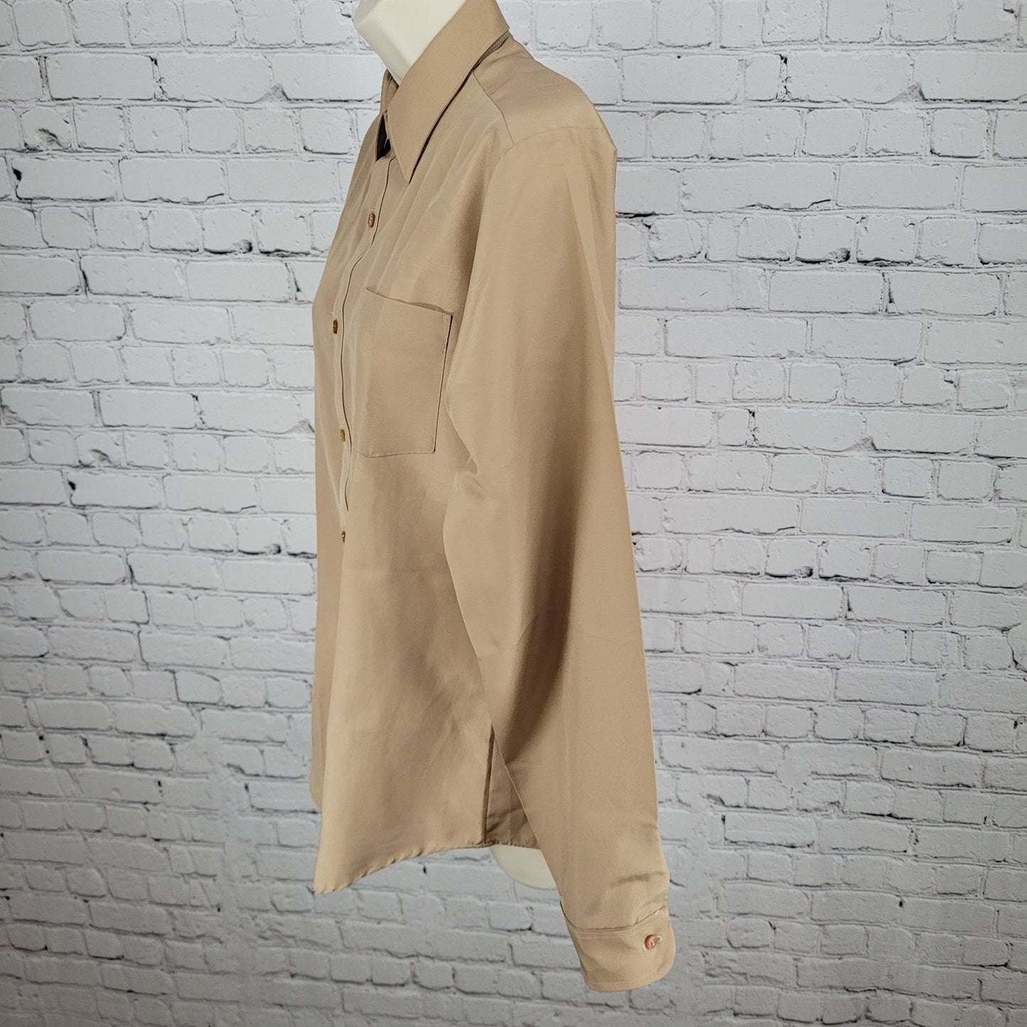 VTG Van Heusen Light Brown Super Silk Lightweight Long Sleeve Shirt Size 20