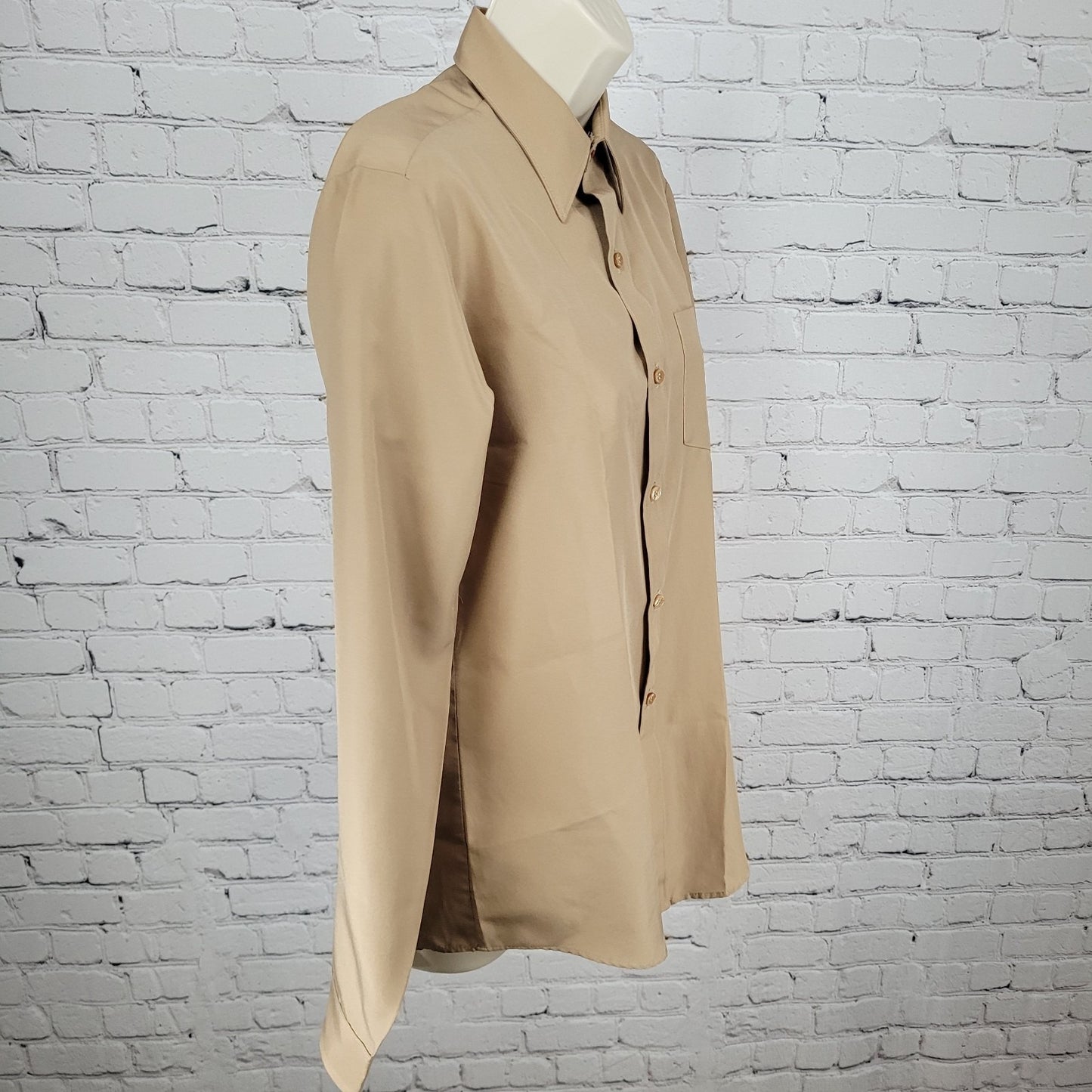 VTG Van Heusen Light Brown Super Silk Lightweight Long Sleeve Shirt Size 20