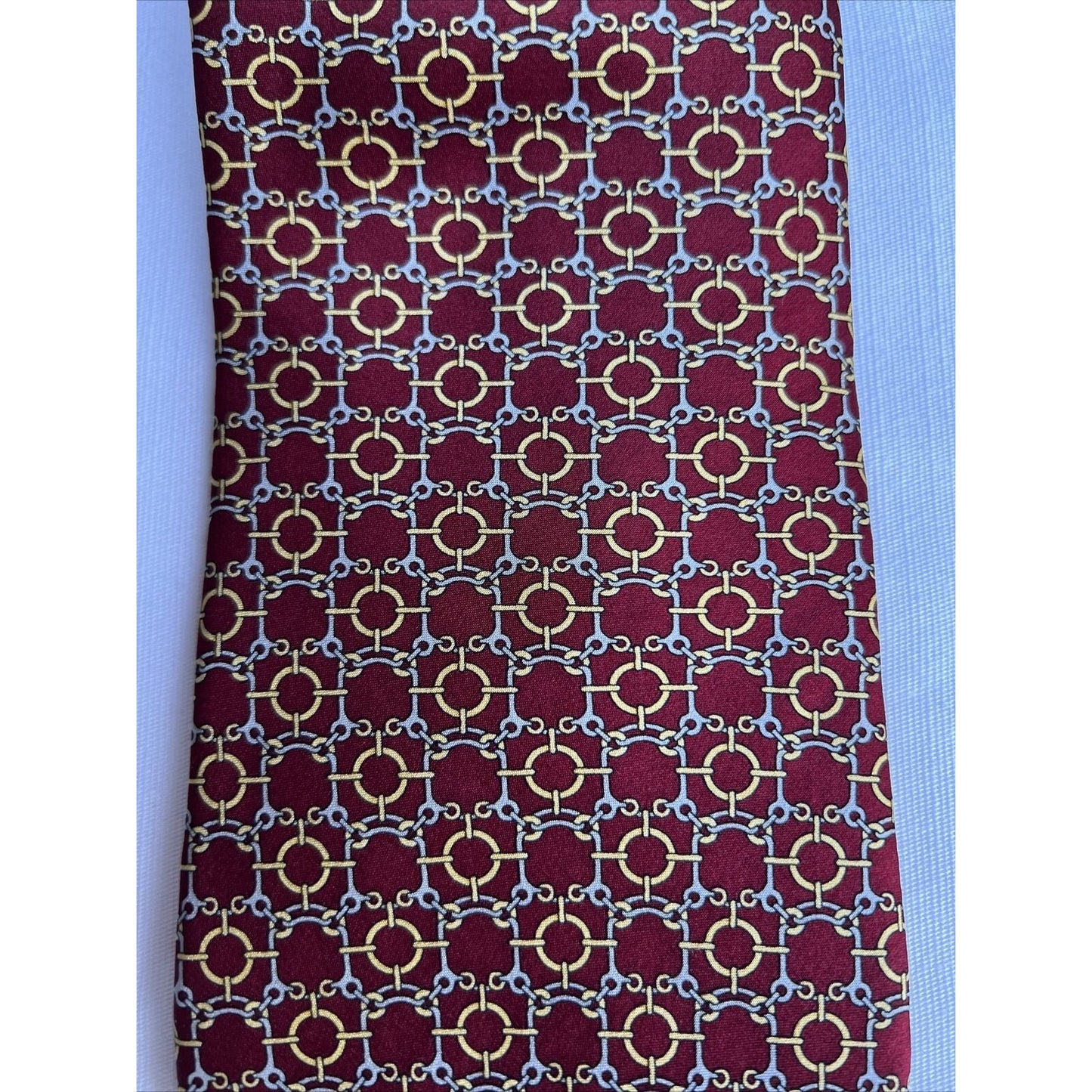 Cromley And Finch 100% Hand Made Silk Tie Made In USA Red Chain Link 3in x 55in