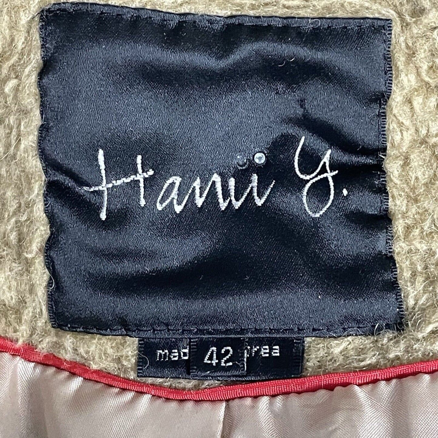 Hanii Y Tan Baby Alpaca Wool Hooded Belted Wrap Coat Pockets Size 42 Large L