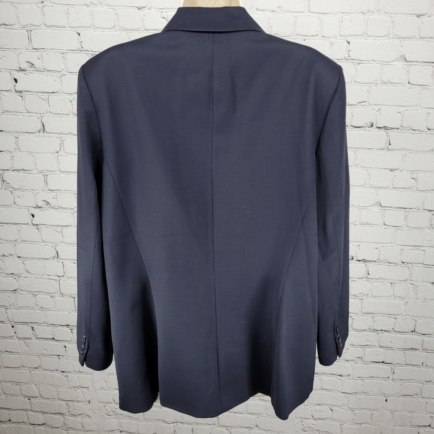 Talbots Blue Italian Wool Stretch 3 Button Peak Blazer USA Made Size 14