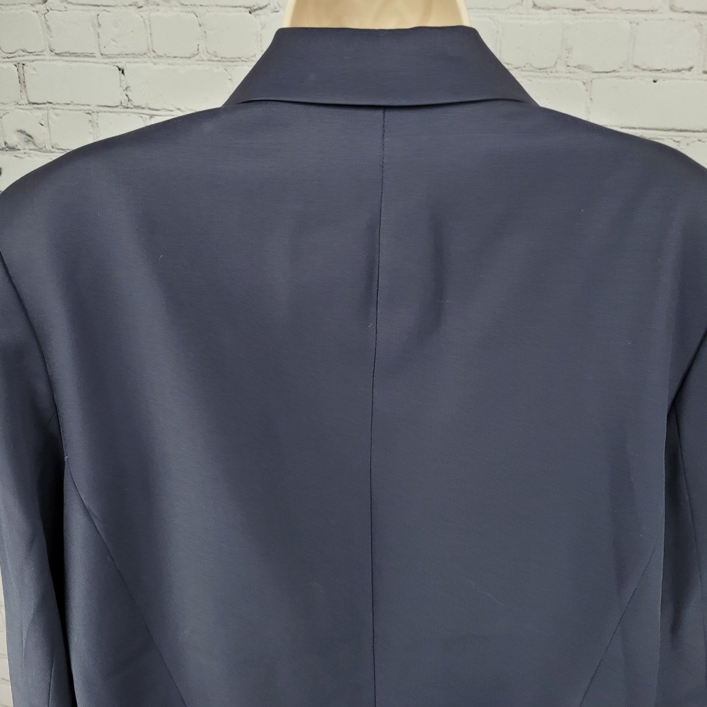 Talbots Blue Italian Wool Stretch 3 Button Peak Blazer USA Made Size 14
