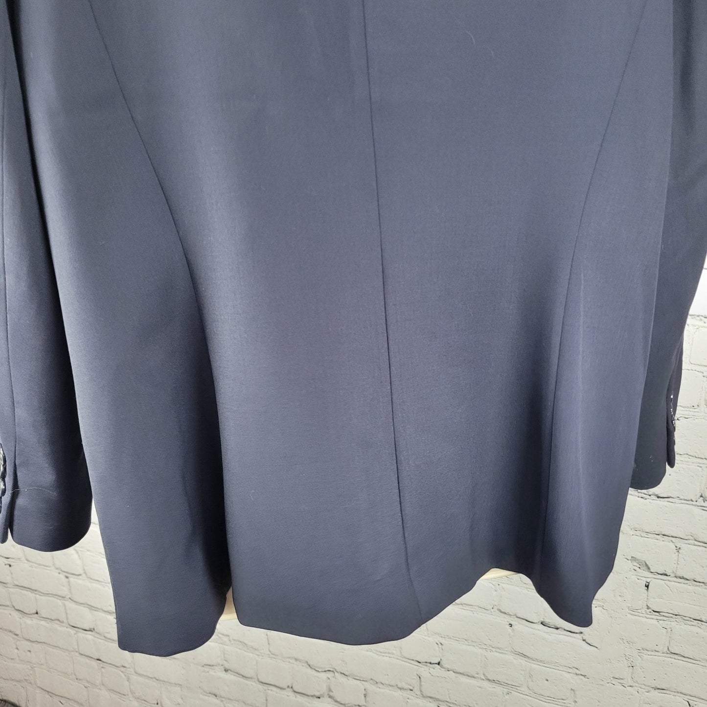 Talbots Blue Italian Wool Stretch 3 Button Peak Blazer USA Made Size 14