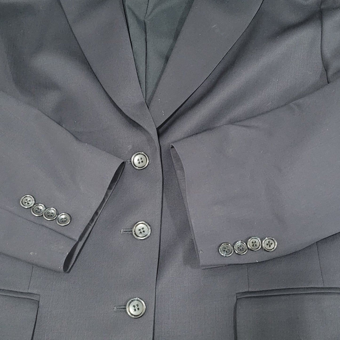 Talbots Blue Italian Wool Stretch 3 Button Peak Blazer USA Made Size 14
