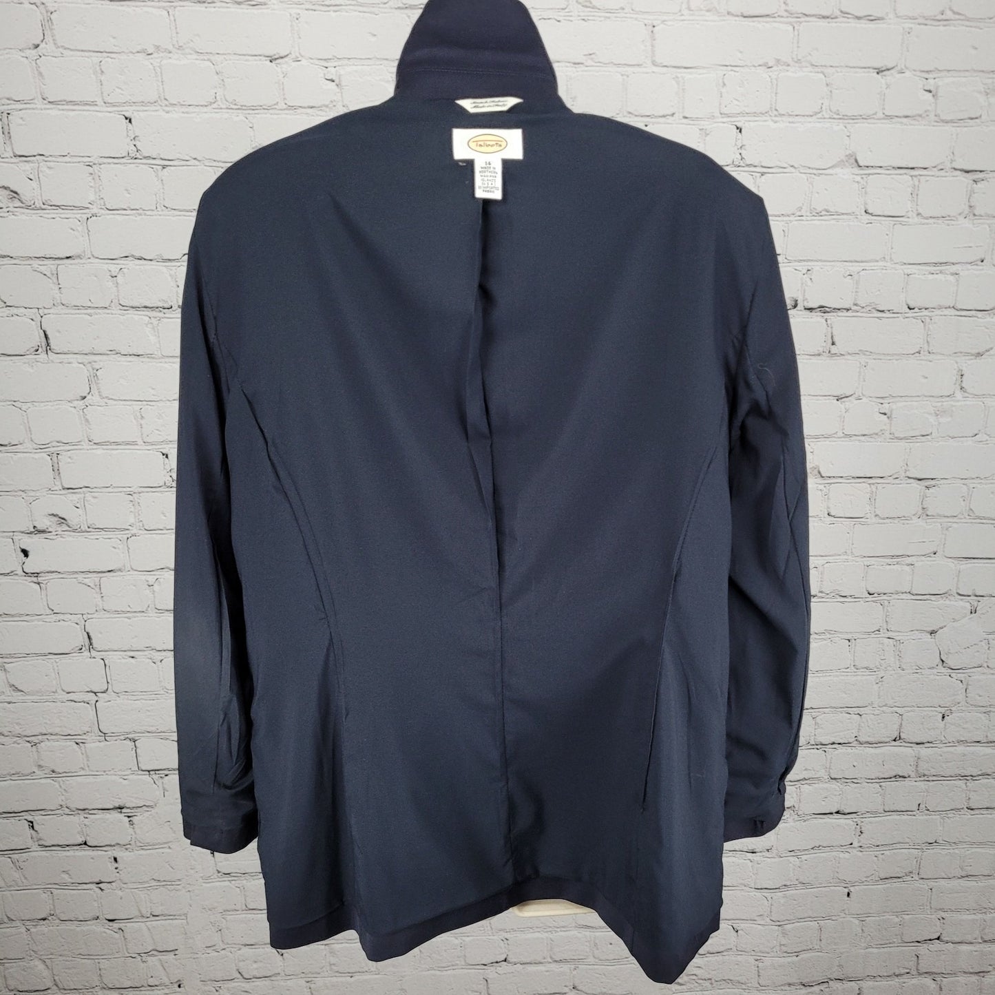 Talbots Blue Italian Wool Stretch 3 Button Peak Blazer USA Made Size 14