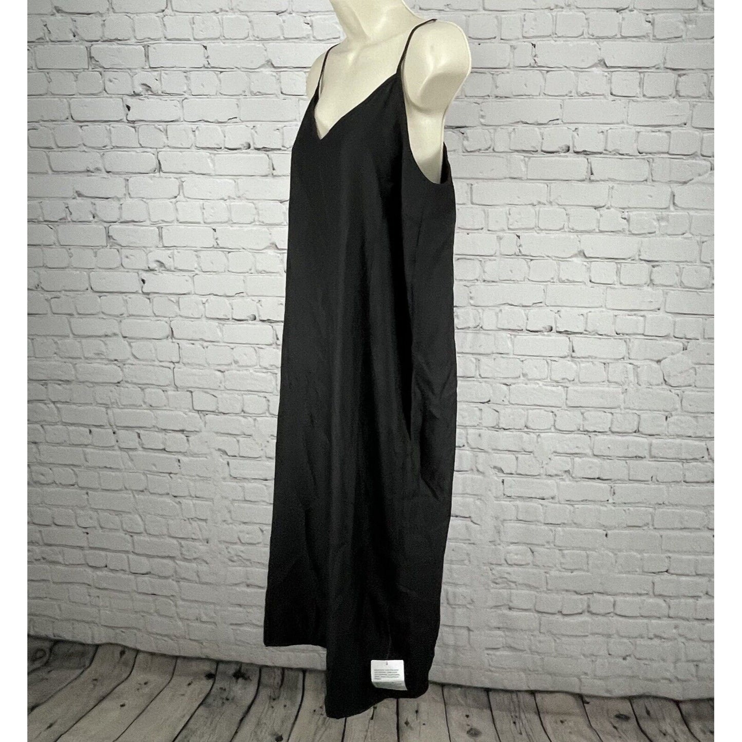 NWT ASOS Design Black Adjustable Strap Basic Slip Midi Dress Unlined Size US 10