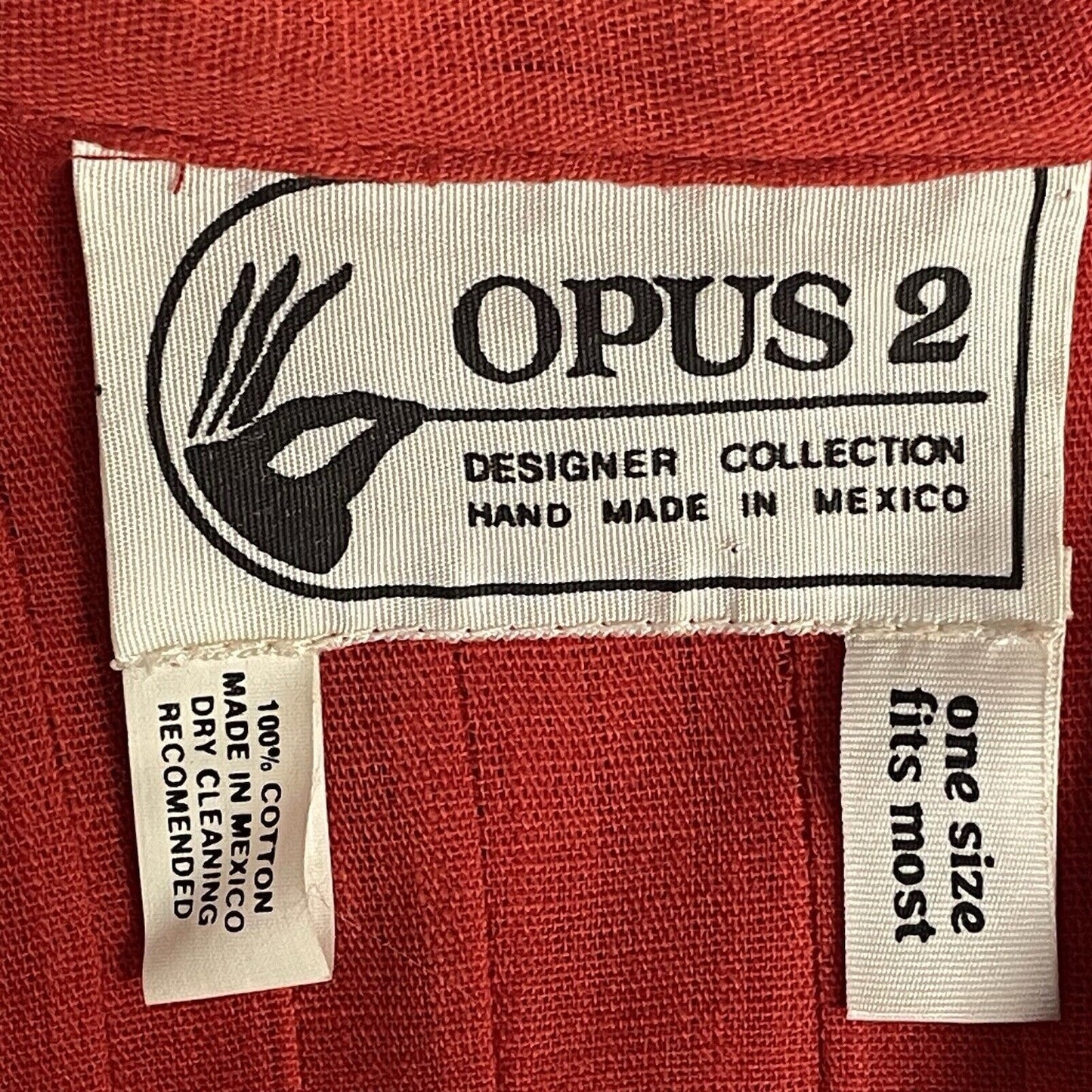 Opus 2 Orange Red Cotton Pleated Flowy Maxi Dress Handmade Pockets Button O/S