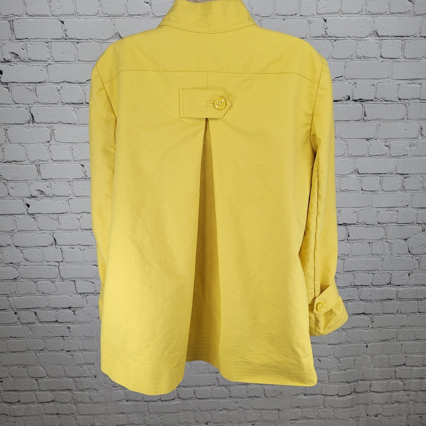 Talbots Yellow 100% Cotton Buttoned Pleated Back Pockets Lined Jacket Size 14