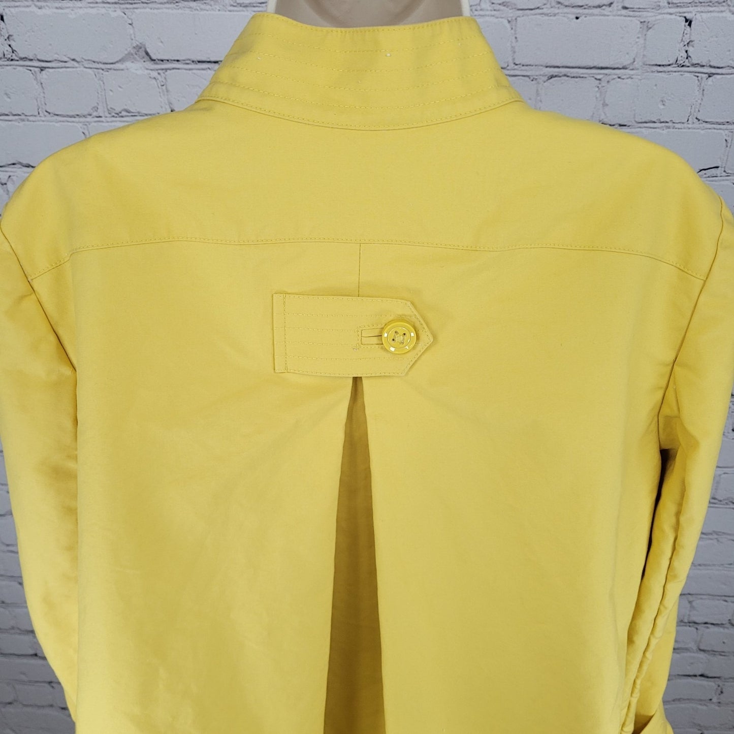 Talbots Yellow 100% Cotton Buttoned Pleated Back Pockets Lined Jacket Size 14