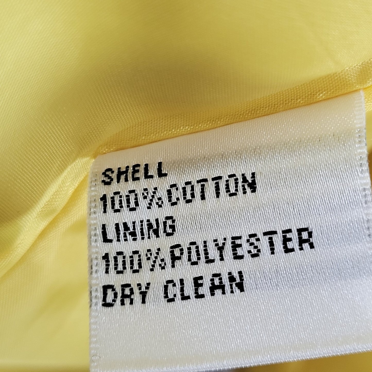Talbots Yellow 100% Cotton Buttoned Pleated Back Pockets Lined Jacket Size 14