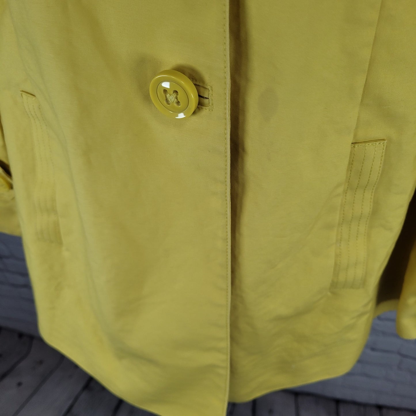 Talbots Yellow 100% Cotton Buttoned Pleated Back Pockets Lined Jacket Size 14