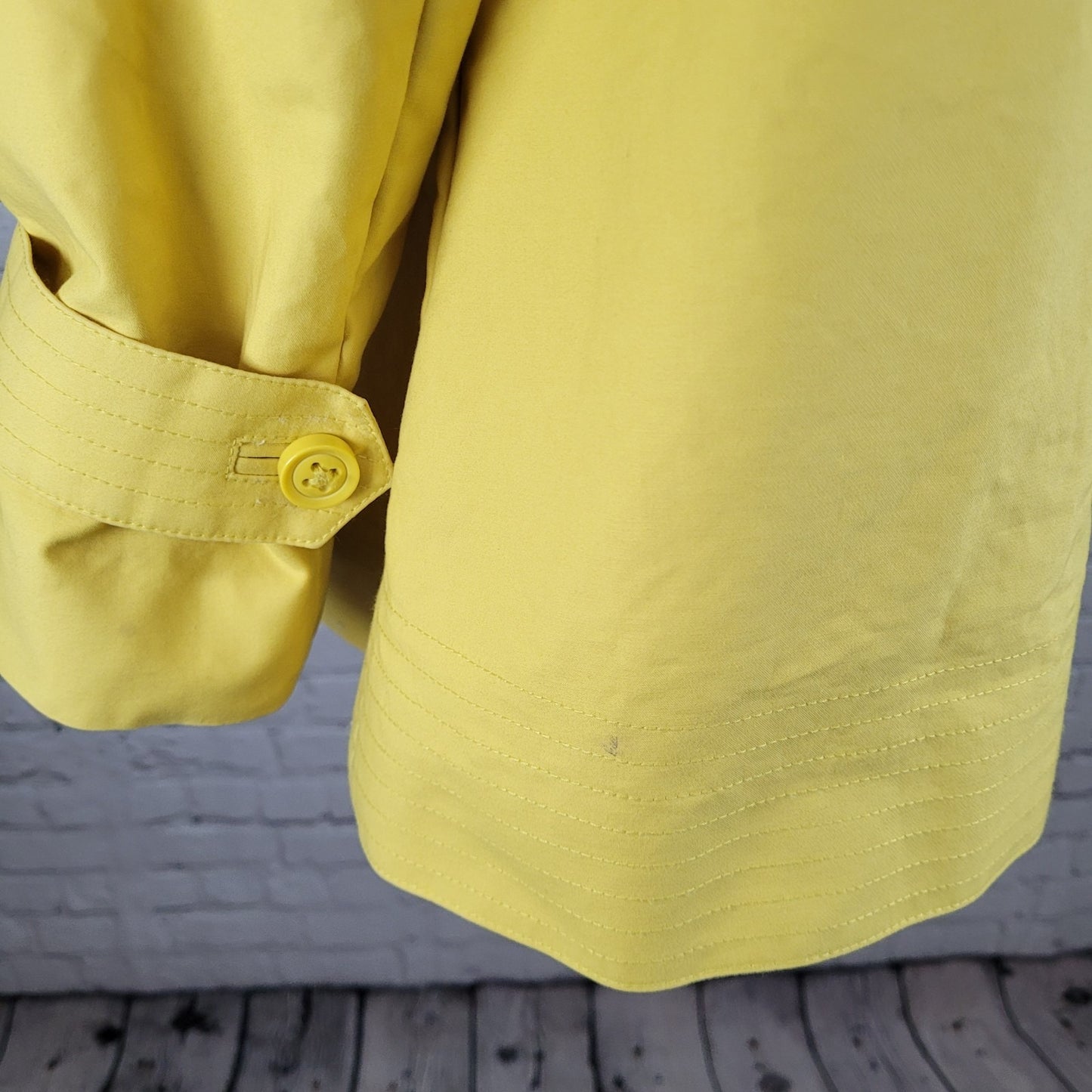 Talbots Yellow 100% Cotton Buttoned Pleated Back Pockets Lined Jacket Size 14