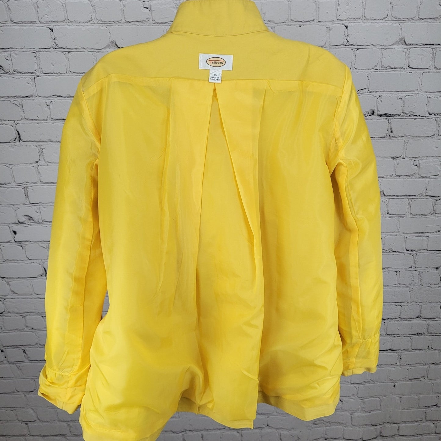 Talbots Yellow 100% Cotton Buttoned Pleated Back Pockets Lined Jacket Size 14