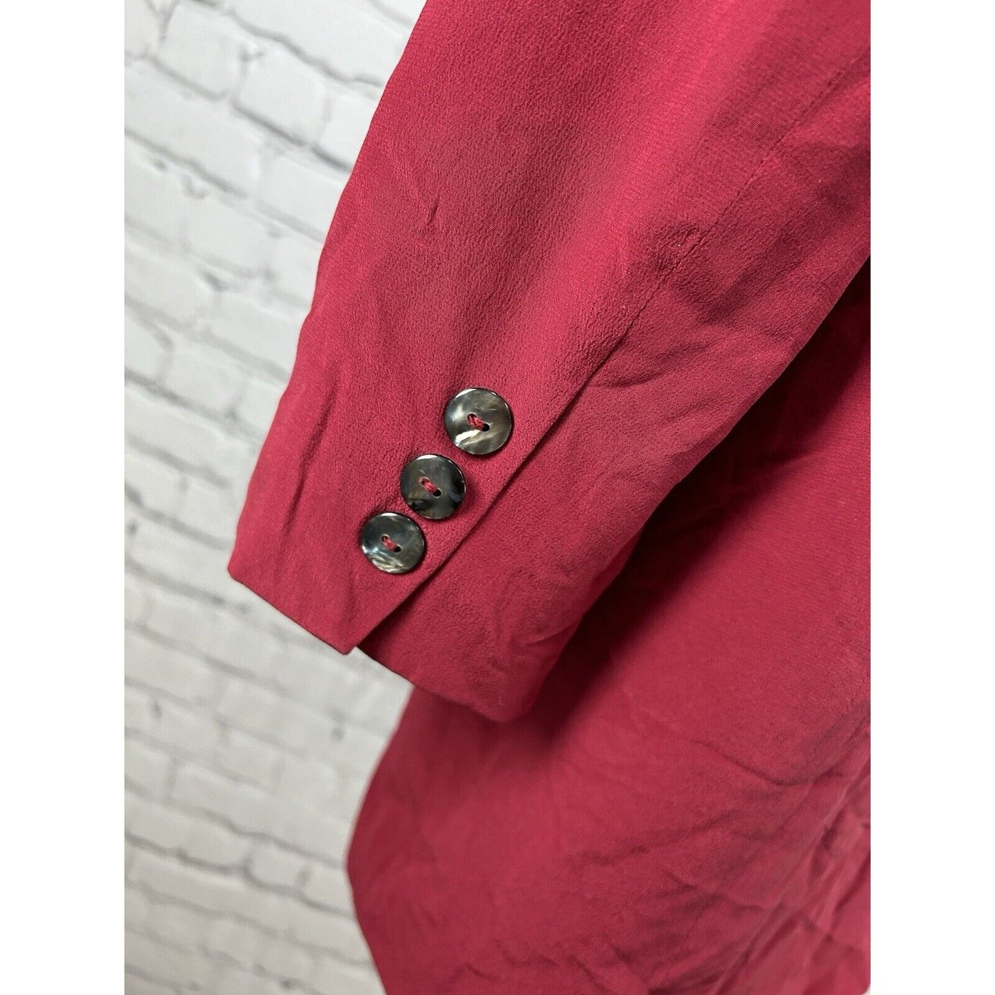 VTG Hugo Buscati Milano Silk Red Double Breasted Peak Lapel Women’s Blazer 12
