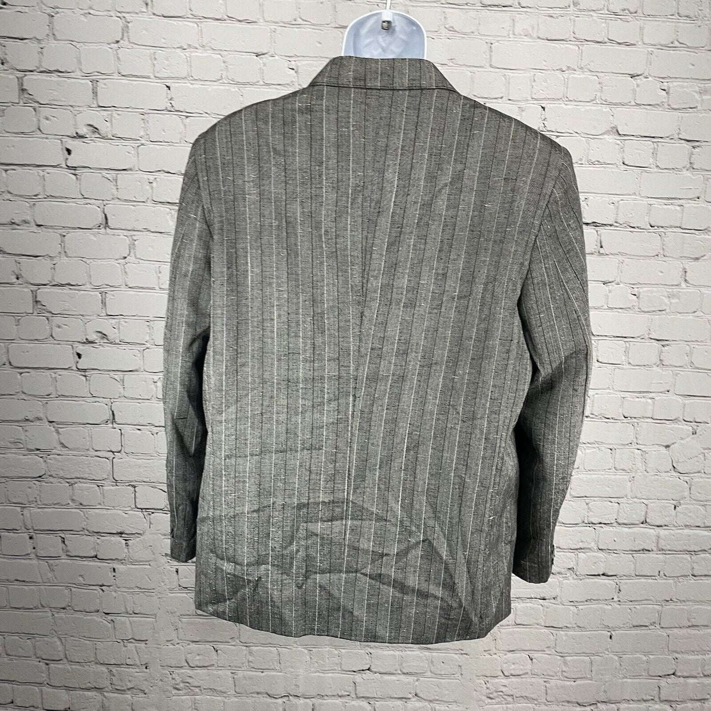 Officer Gentleman Grey Striped Buttoned Ventless Blazer Sports Coat Size XL