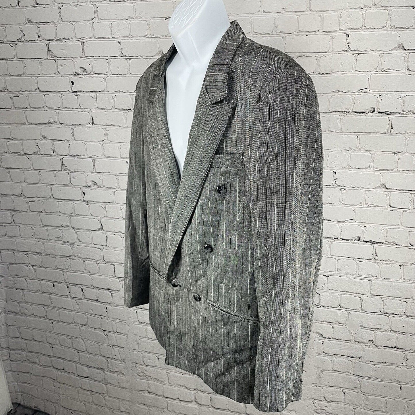 Officer Gentleman Grey Striped Buttoned Ventless Blazer Sports Coat Size XL