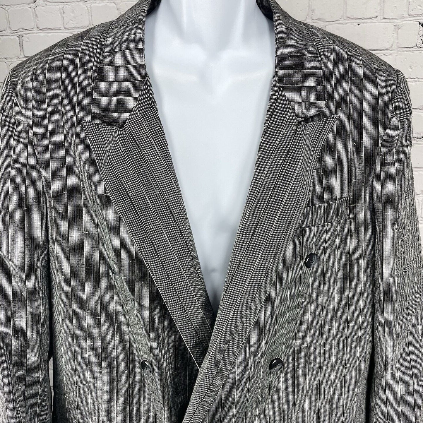 Officer Gentleman Grey Striped Buttoned Ventless Blazer Sports Coat Size XL