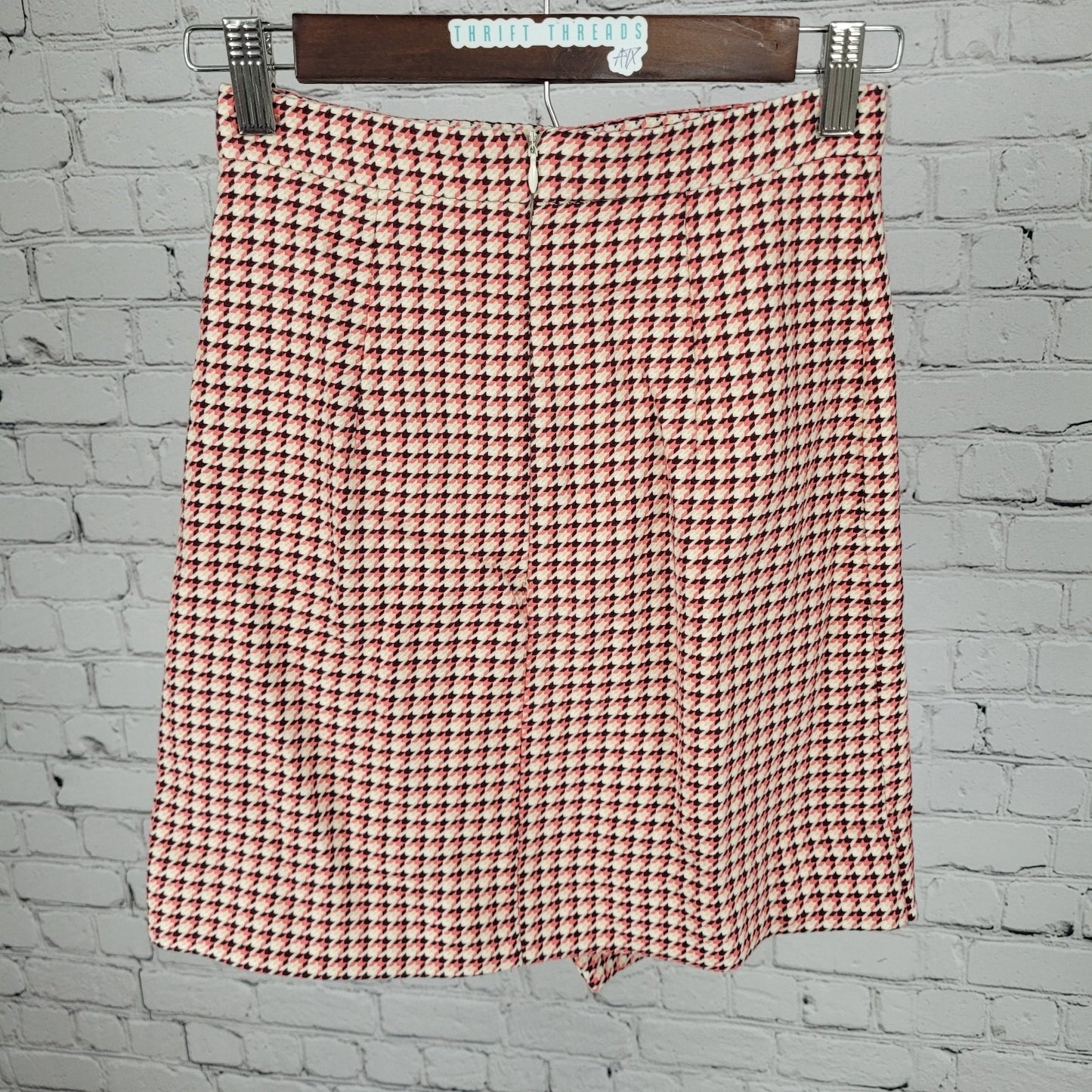 Paper London Multicolor Houndstooth Cotton Pleated Mini Skirt Size XS (24x17)