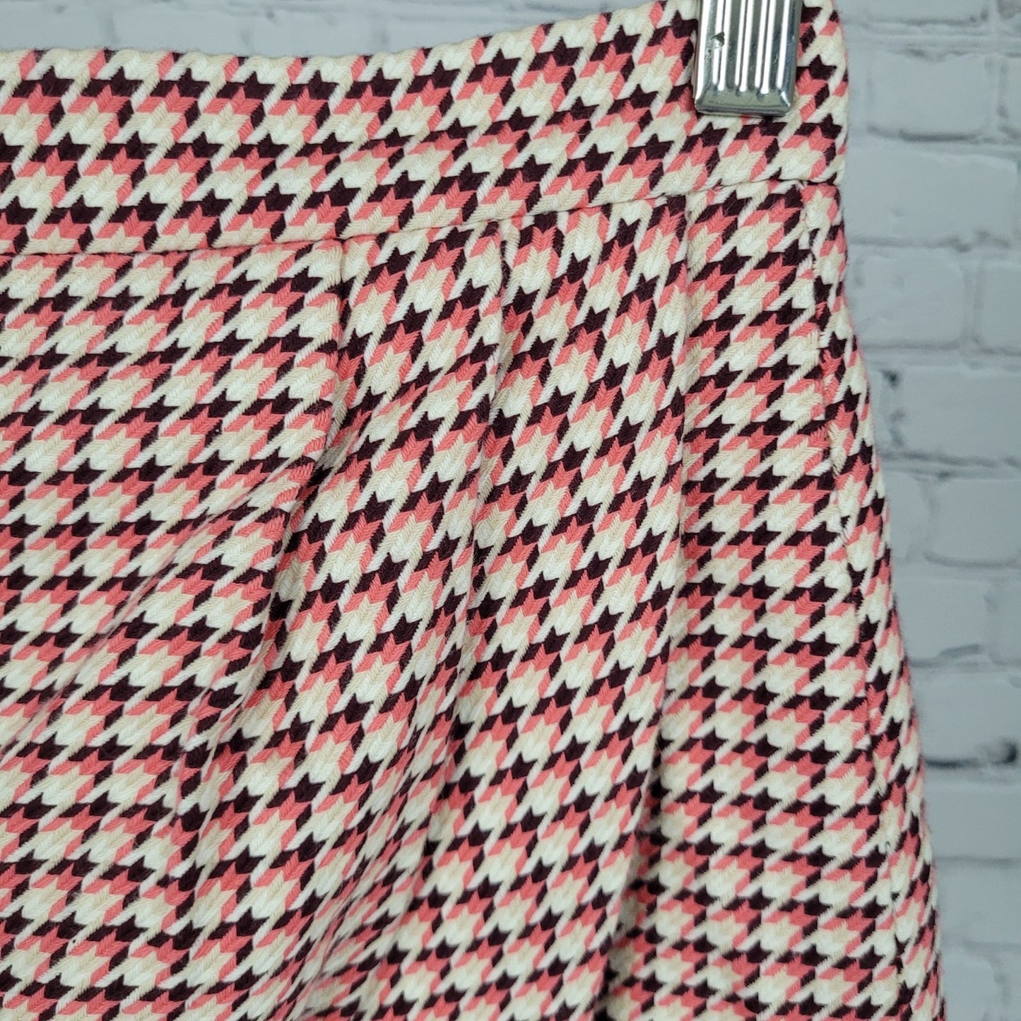 Paper London Multicolor Houndstooth Cotton Pleated Mini Skirt Size XS (24x17)