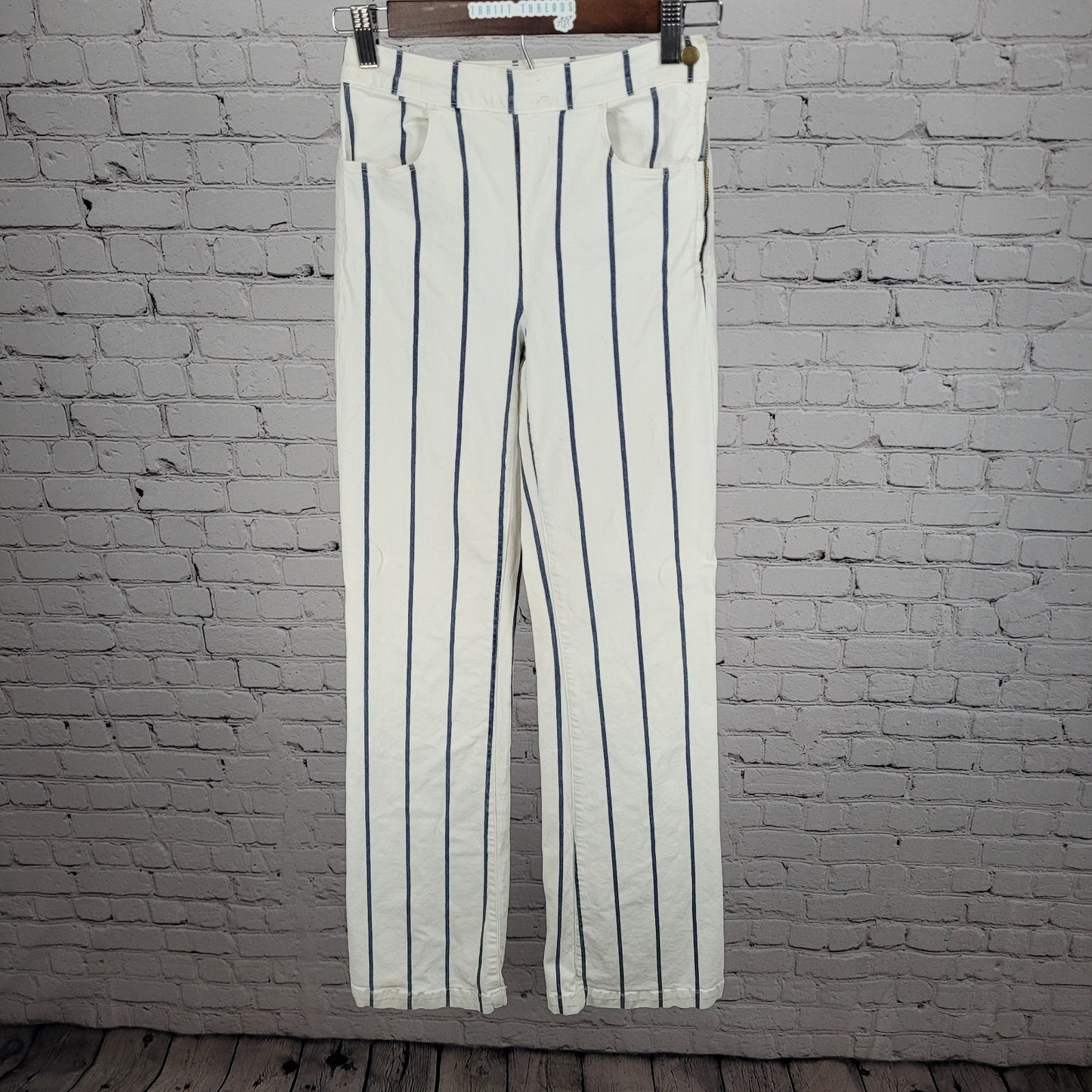 FRAME Denim Ivory & Blue Striped Stretch Jeans USA Made Size XS (22x33)