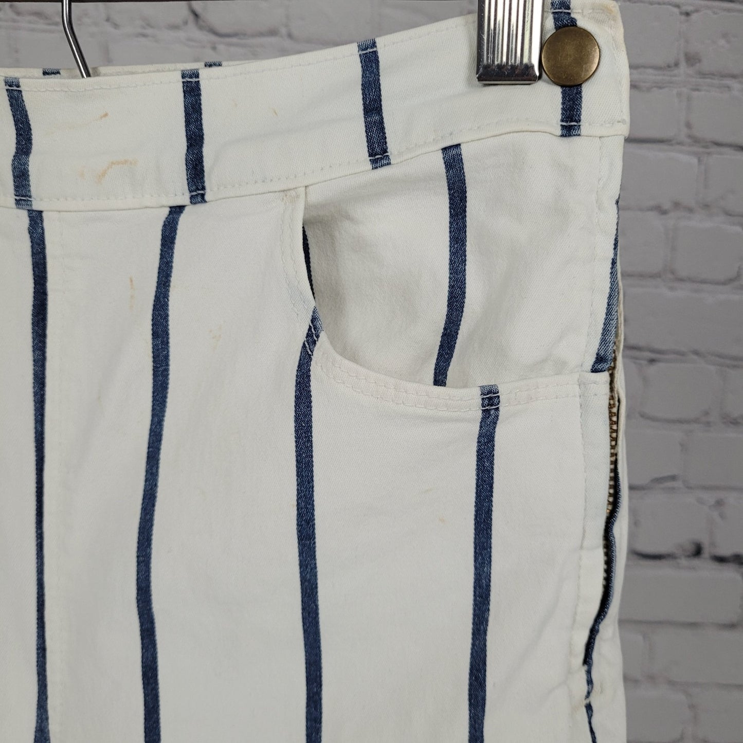 FRAME Denim Ivory & Blue Striped Stretch Jeans USA Made Size XS (22x33)