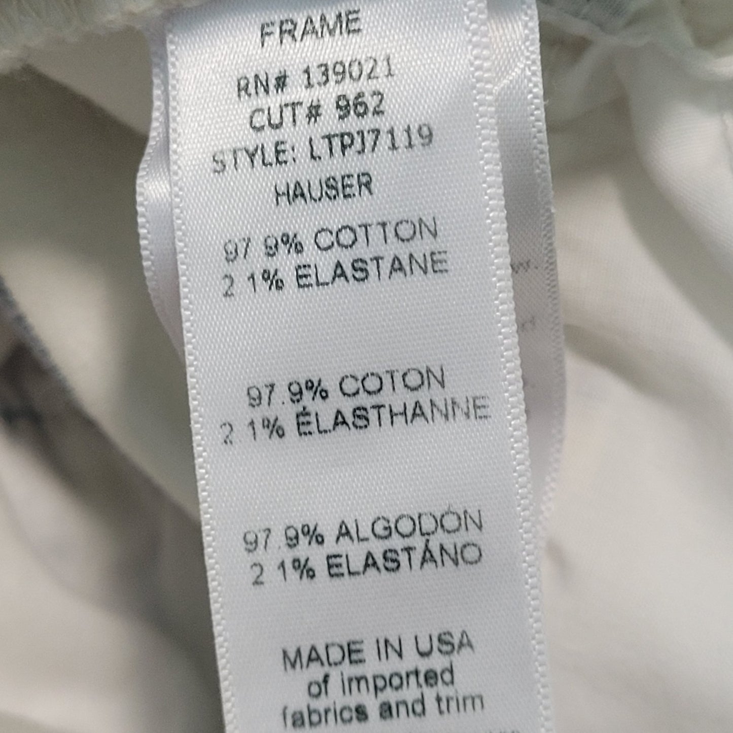 FRAME Denim Ivory & Blue Striped Stretch Jeans USA Made Size XS (22x33)
