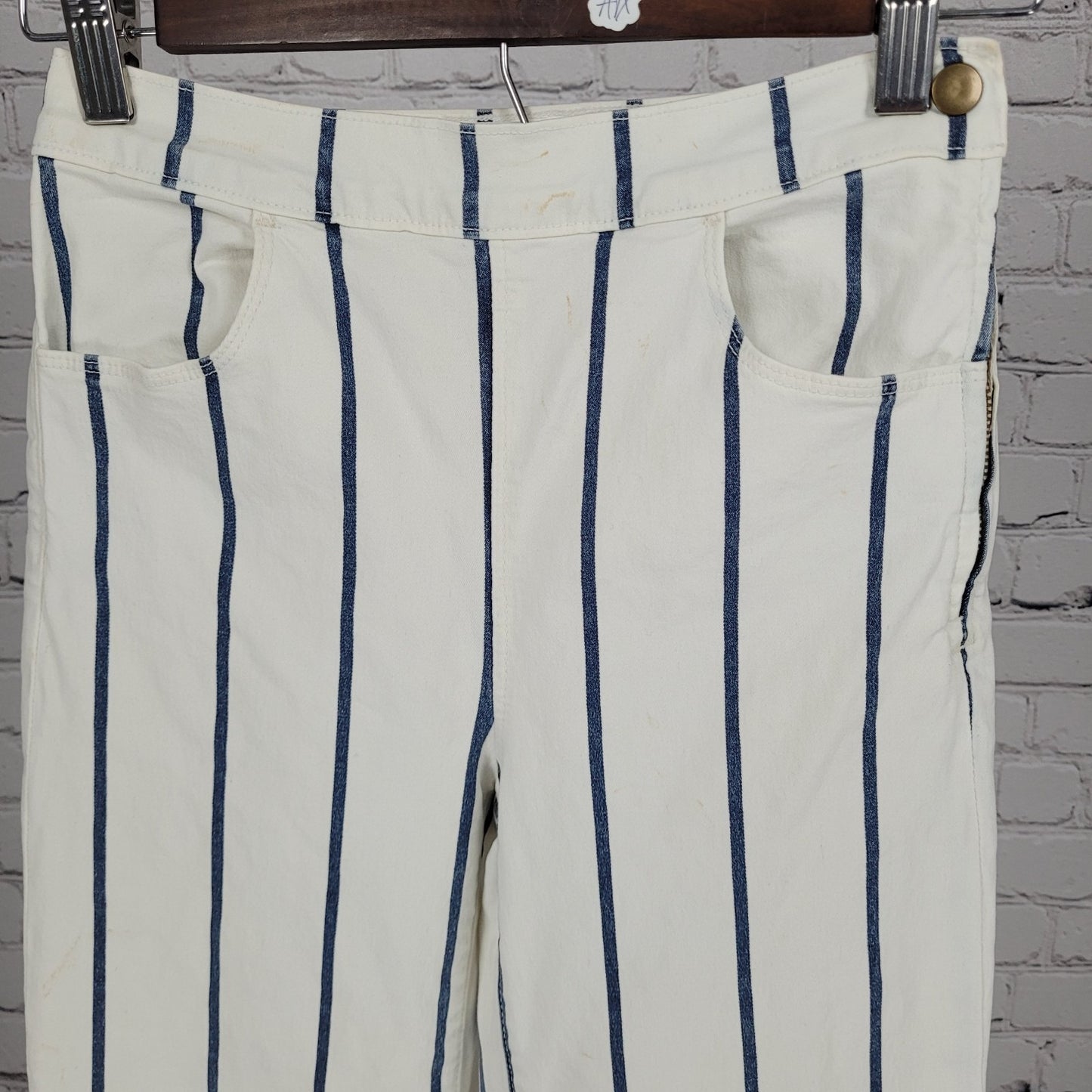 FRAME Denim Ivory & Blue Striped Stretch Jeans USA Made Size XS (22x33)