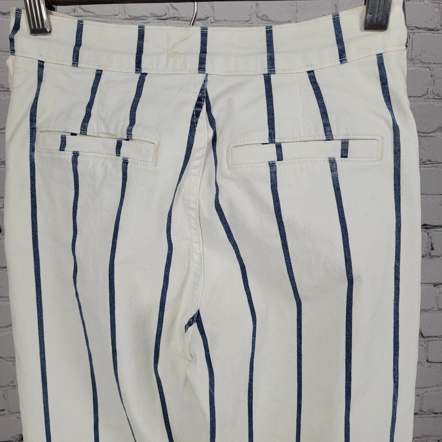 FRAME Denim Ivory & Blue Striped Stretch Jeans USA Made Size XS (22x33)
