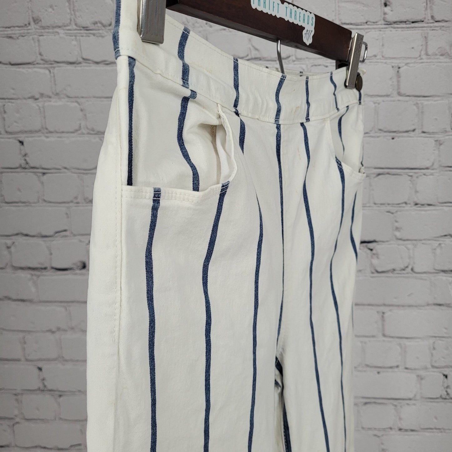 FRAME Denim Ivory & Blue Striped Stretch Jeans USA Made Size XS (22x33)