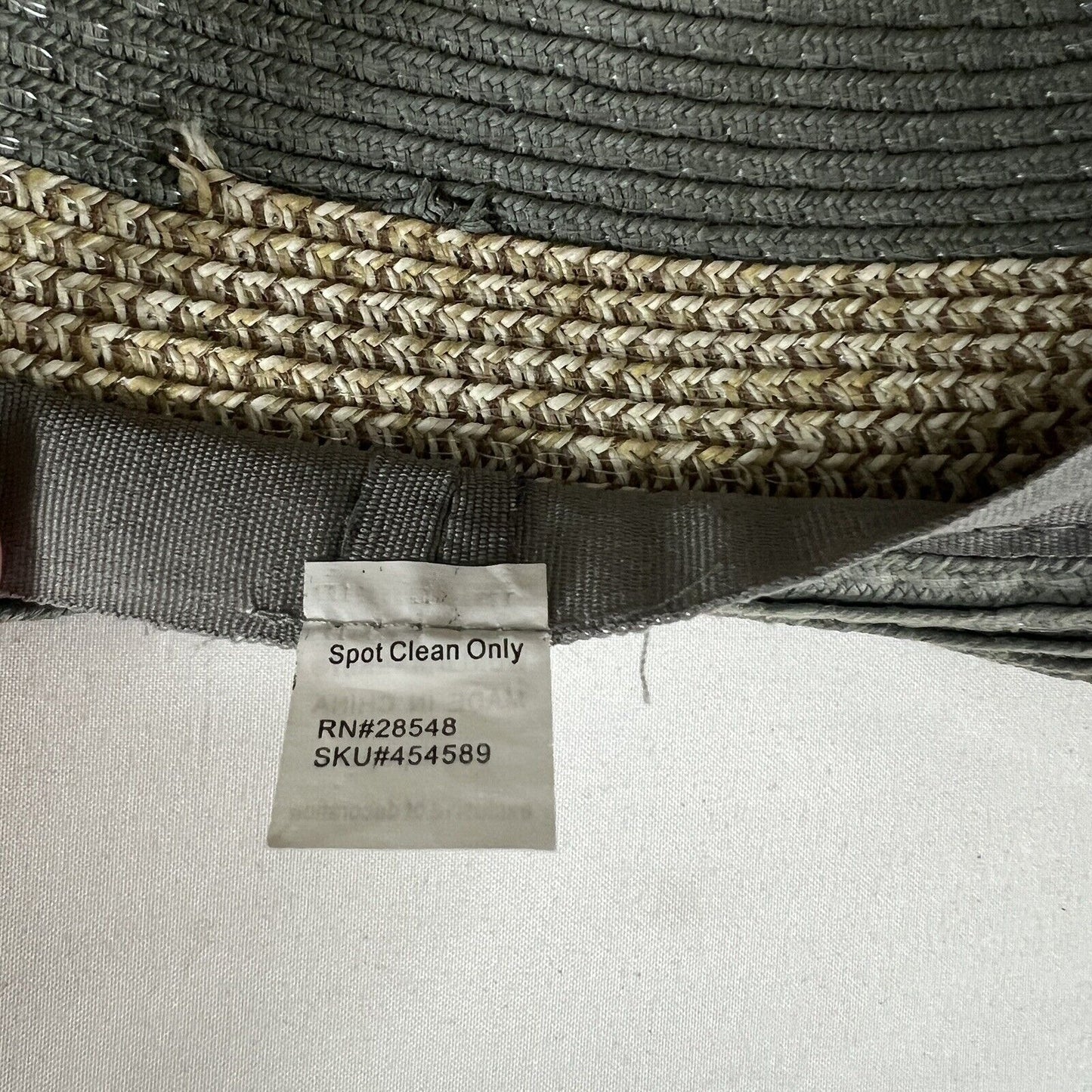 World Market Green Tan 100% Paper Wide Brim Striped Floppy Beach Sun Hat O/S