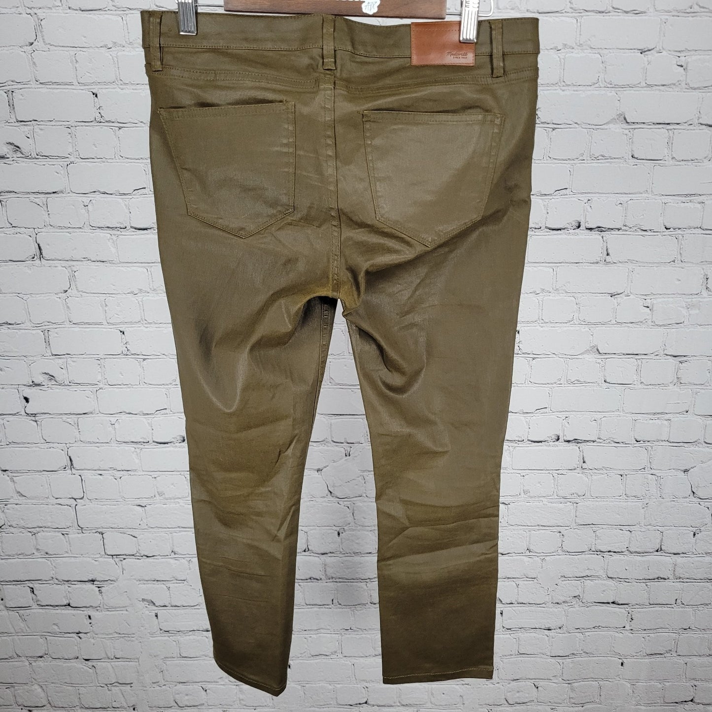 Madewell Green Waxed Cotton Stretch Skinny Skinny Crop Pants Size 29x32 (32x25)
