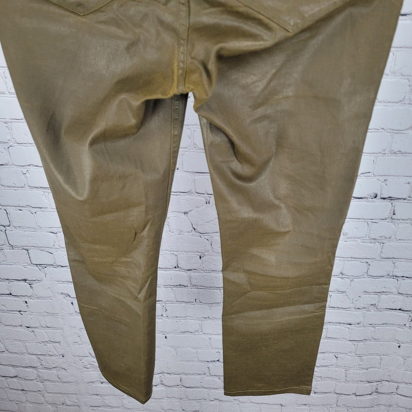 Madewell Green Waxed Cotton Stretch Skinny Skinny Crop Pants Size 29x32 (32x25)