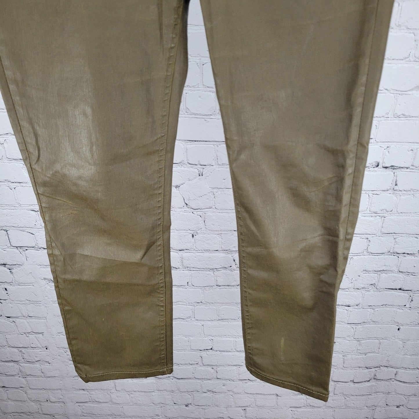 Madewell Green Waxed Cotton Stretch Skinny Skinny Crop Pants Size 29x32 (32x25)